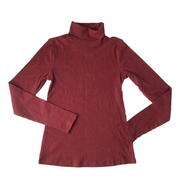Old Navy Juniors Plush Tee Ribbed Long Sleeve Turtleneck MauveRose Medium NWT - Picture 1 of 16